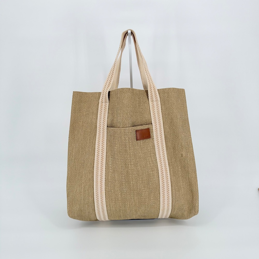 Chloe Raffia Beach Tote Bag Large Beige Woven Straw Boho Summer Vacation Resort